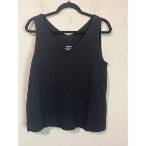 Chico's Black Sz 2 (Sz L 12) Double V Neck Cotton Modal The Ultimate Tee Tank To
